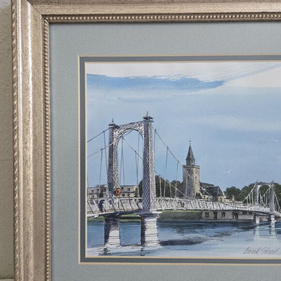 Dorothy Bruce Watercolor Framed Art Bank Street Bridge Inverness - Picture 2 of 10